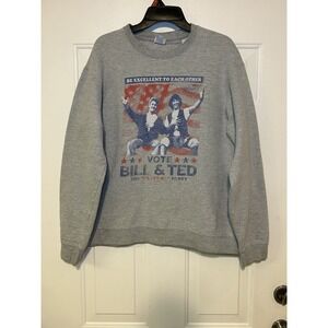 Port & Company Sweatshirt‎ Bill & Ted Funny Graphics Size L Gray Trending & Rare